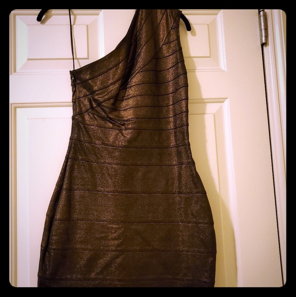 Express gold and black bodycon dress XS